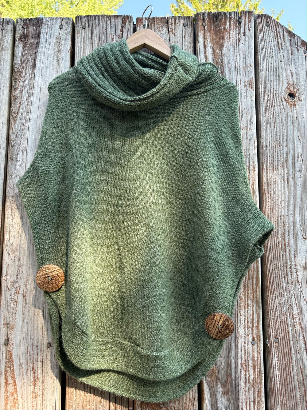 Cozy Olive Green Cowl Neck Poncho Sweater